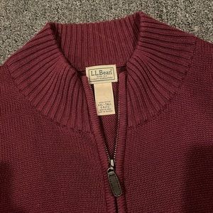 L.L. Bean mens full zip cardigan XXL Maroon